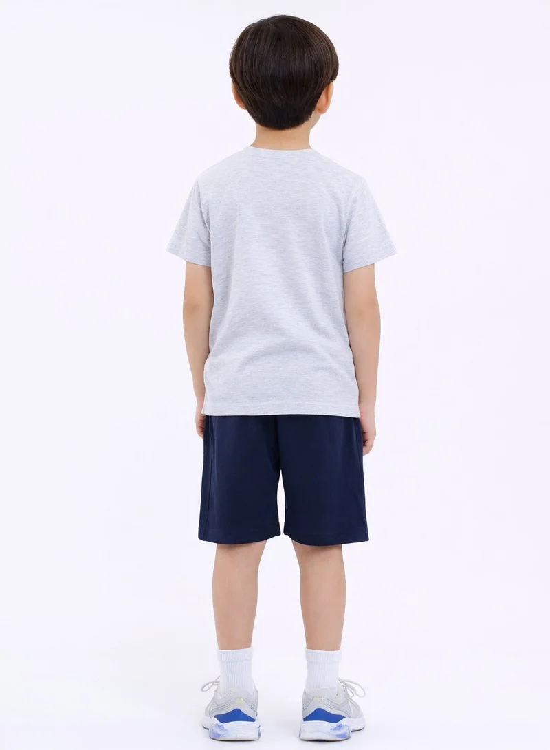 victor and jane Boys Dino Surfer T-Shirt & Navy Shorts Set